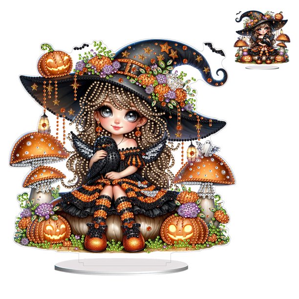 Kit Adornos Mesa Con Pintura Diamantes Acrílico Tema Halloween