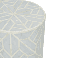 thumbnail image 2 of Bone Inlay End Table – Cylindrical Accent Table with Geometric Diamond & Hexagon Pattern, 2 of 3