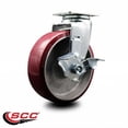 thumbnail image 2 of 6 Inch Poly on Aluminum Swivel Caster with Roller Bearing and Brake SCC, 2 of 2