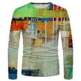 thumbnail image 4 of cllios T Shirts for Men 3D Print Pullover Shirts Casual Long Sleeve Crewneck Shirt Graphic Tee Men's Regulat-Fit Top Workout Blouse Khaki L, 4 of 5