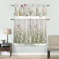 thumbnail image 3 of 3 Piece Kitchen Curtains Tiers and Valances Set, Dandelion Flower Leaves Vintage Spring Daisy Watercolor Floral Botanical Short Rod Pocket Window Curtain for Bedroom, Bathroom, 3 of 6