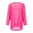 thumbnail image 4 of Dpytoraw Women's Casual V Neck Pullover 3 4 Sleeve Solid Color Base Top Plus Size Tops, 4 of 5