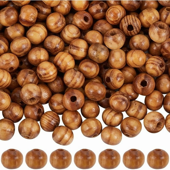 200Pcs Wooden Beads 8mm Natural Round Wood Bead Small Burlywood Beads Wooden Loose Spacer Craft Beads for Bracelet Necklace Hair Jewellery Making Hanging Garland DIY Home Decorations for making