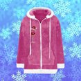 thumbnail image 4 of Womens Winter Fuzzy Fleece Jackets Warm Long Sleeve,Women Plush Zip Up Coat Trendy Wine Glass Print Hooded Casual Outcoat, 4 of 4