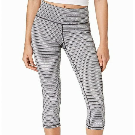 Jacquard Leggings - Gray Womens Striped Jacquard Cropped Leggings XS