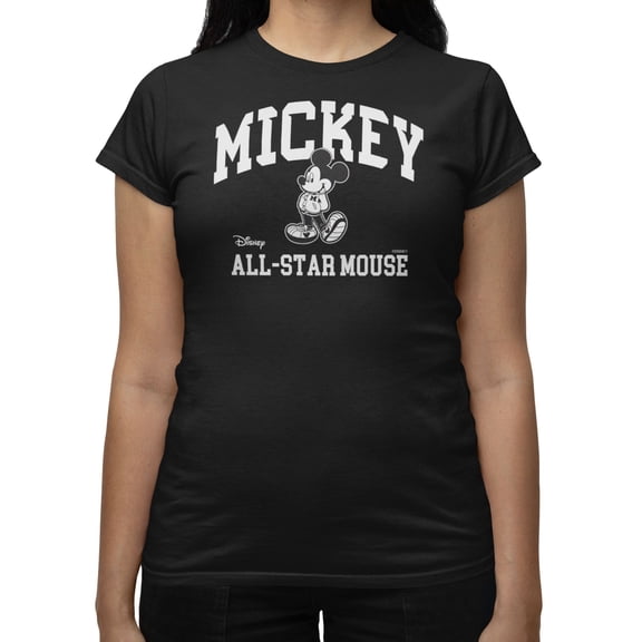 Disney Mickey Mouse Women's All Star Mouse T-Shirt (Black, S-XXL)