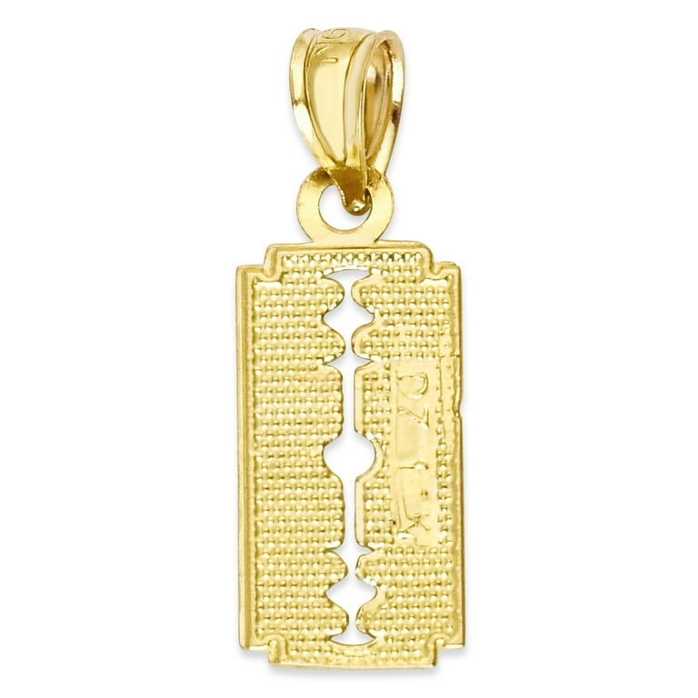 14k gold razor blade pendant online