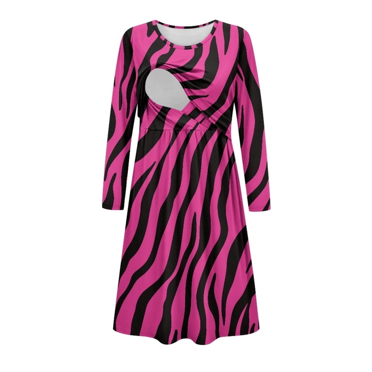 SCRAWLGOD Zebra Print Long Sleeve Maternity Nursing Dress for Breastfeeding  Fall Crewneck Ladies Maternity Dresses Size L Breathable Knee Length Swing  Dress for Women Shopping - Walmart.com