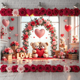 thumbnail image 5 of Red Heart Valentine's Day Banner Pink Flower Dance Party Display Balloon Decor Cupcake Design Romantic Backdrop for Valentine's Day Party Dance Event Romantic Celebration, 5 of 9