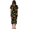 thumbnail image 2 of DISNIMO Jamaican Flag Printed Women's Short Sleeve Pajama Sets, Guitar Printed Pjs Casual 2 Piece Lounge Set Short Sleeve Tops and Capri Pant Lounge, 2XL, 2 of 7