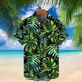 thumbnail image 2 of hopeusnice Men's Short Sleeve Shirt Tropical Hawaiian Palm Leaves Print Beach Button Up Shirt Green S, 2 of 5