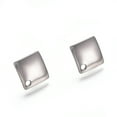 thumbnail image 2 of 100pc Tarnish Resistant 304 Stainless Steel Stud Earring Findings Rhombus Stainless Steel Color 13.5x13.5x1.4mm Side Length: 10x10mm Hole: 1.5mm Pin: 0.8mm Material 304 Stainless Steel, 2 of 2