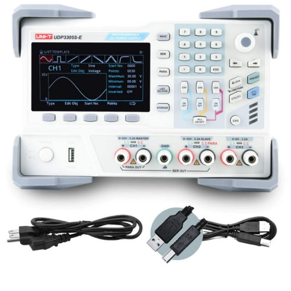 UNI-T UDP3305S-E Programmable Linear DC Laboratory Power Supply with 4 Channels, 328W, 10mV, 1mA Resolution; Voltage <0.30mV Current <0.2mA Setting Accuracy