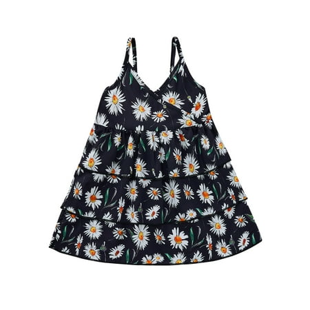 

Toddler Baby Girl Sleeveless Tank Dress Summer Daisy Halter Sundress