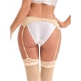 thumbnail image 3 of INSPIRE CHIC Women's Hollow Floral Lace Adjustable Lightweight Garter Belts with Four Clips Stockings Suspender M Beige, 3 of 5