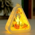 thumbnail image 5 of Holloyiver Christmas Mini Lantern Decorative with LED Night Light, 4.5 Inch Hanging Table Centerpiece Vintage Lantern Ornament with Snowman Santa Tree ReinDuck Pattern for Xmas Party Decor, 5 of 9