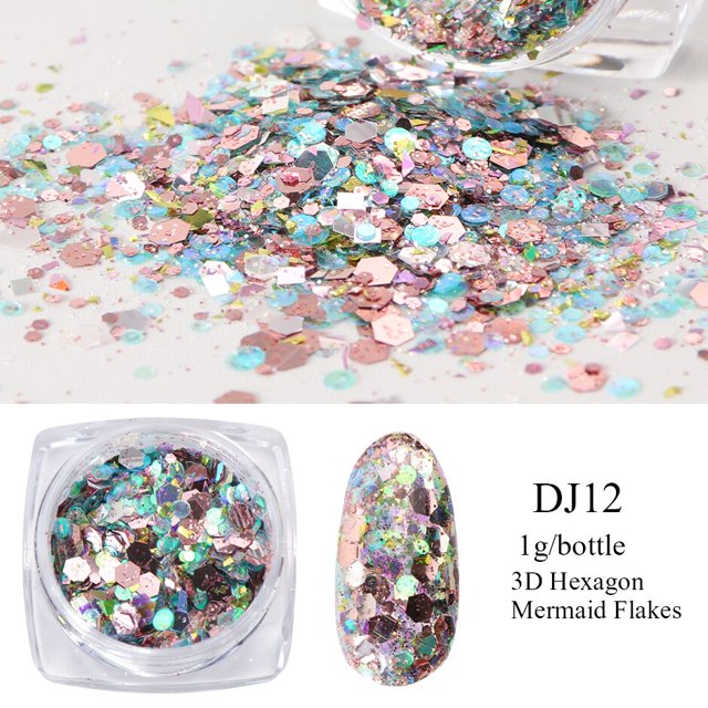 Copos de ópalo de fuego de cristal, lentejuelas para uñas, purpurina holográfica púrpura, polvo cromado DIY para uñas de primavera, lentejuelas de manicura GL1857 Tan Jianjun unisex
