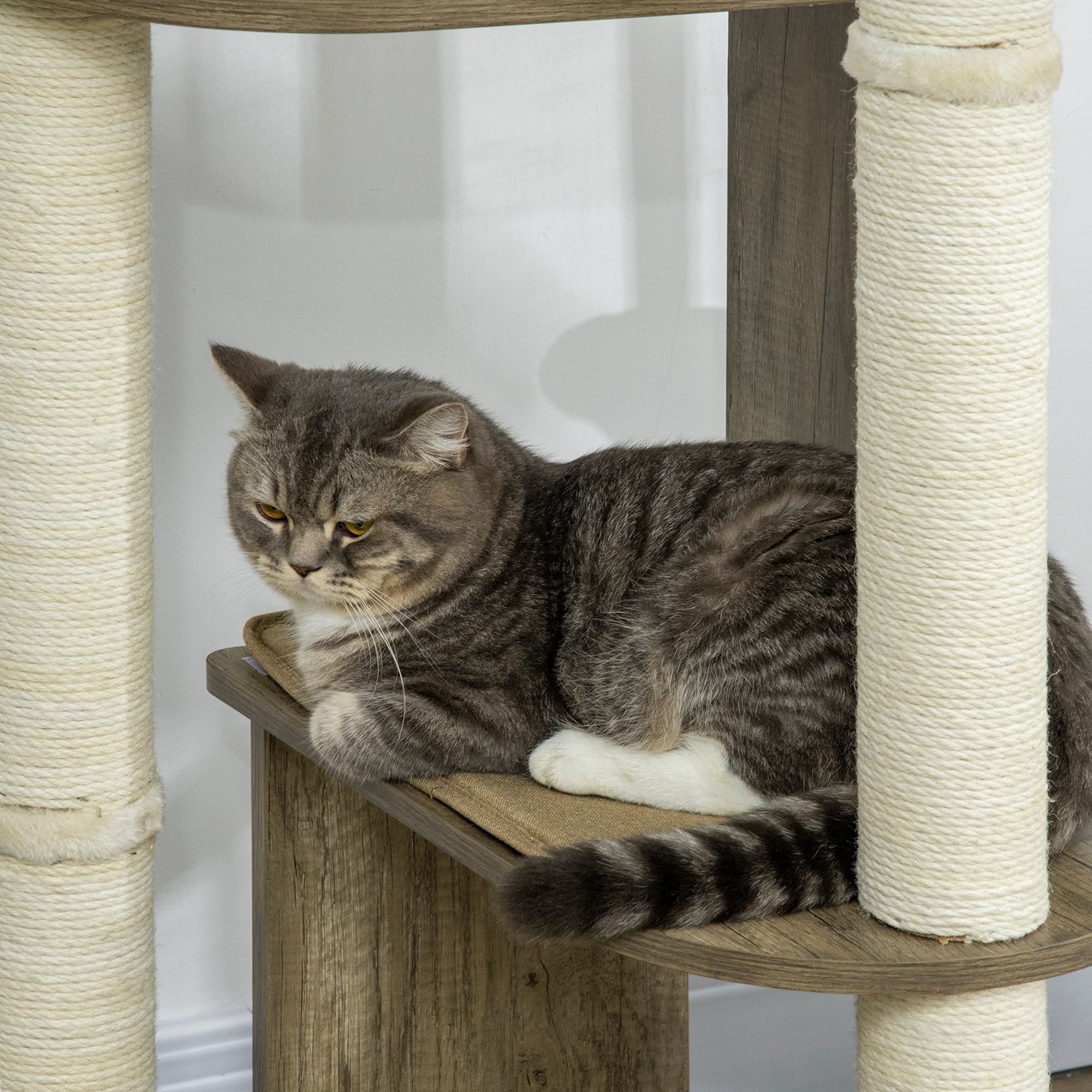 TOPCOMFY Corner Cat Tree Tower Tall Multi-Level Cat Climbing Tower with Sisal Scratching Posts Plush Perches Indoor Cat Activity Center Cream White