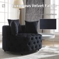 thumbnail image 2 of Luxurious Velvet Tufted Round Accent Chair with Plush Pillows for Living Room and Bedroom, Oversized Barrel Chair (Black), 2 of 5
