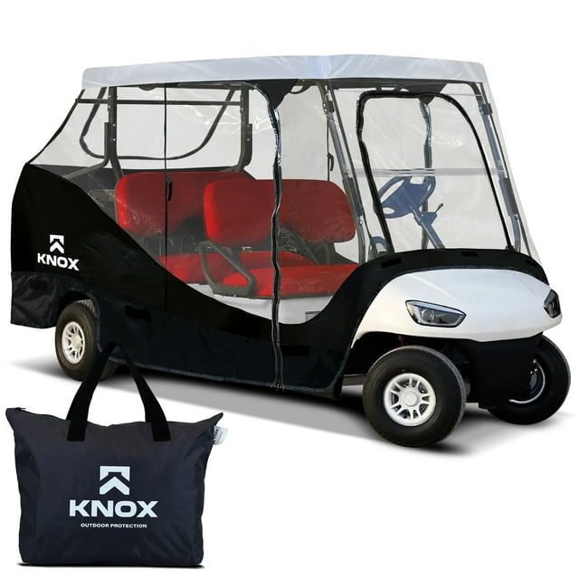 NEH Enceinte de Voiturette de Golf pour 4 Personnes, Toit de 79 Pouces, Housse de Voiturette de Golf Transparente Portable 600D avec Rangement, Accessoires de Voiturette de Golf, Compatible avec EZGO TXT/RXV, Yamaha, Club Car DS Precedent
