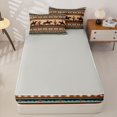 thumbnail image 4 of Homewish Bohemian Cowboy Zipper Twin Comforter Sets with Fitted Sheet and 2 Pillowcases,Rustic Boho Stripes Zipper Bedding Set,Brown Teal,Light Gray Reversible,4pcs, 4 of 8