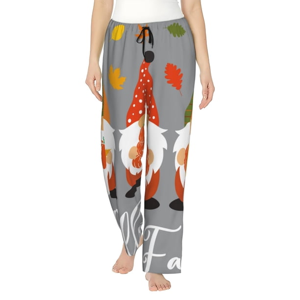 Balery Hello Fall Gnomes Pantalones de pijama para mujer, pijamas ultraligeros, pantalones de estar por casa-XX-Large