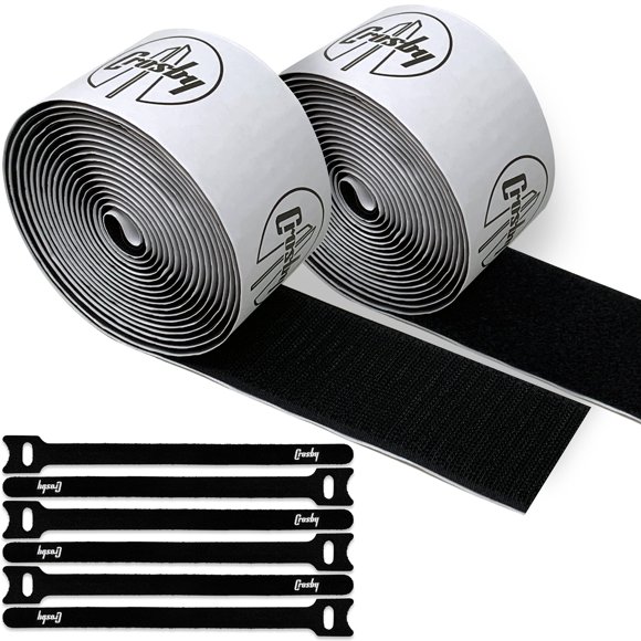 Crosby Pedalboard Grip Kit - 3 Metres of Heavy Duty Hook & Loop Tape Plus 6 Reusable Cable Ties for Guitar or Bass Pedal Board Mou