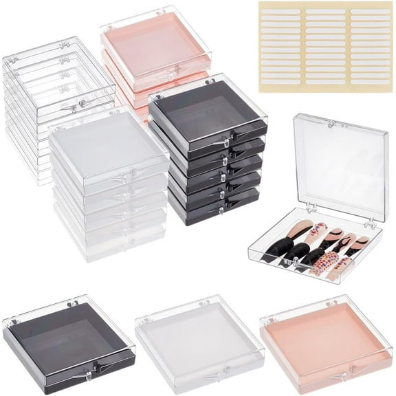 40Pcs/4 Colors Press On Nail Storage Box with 144Pcs Double Sided Adhesive Tape Artificial Nail Display Case Nails Storage Container Box for Home Salon Fake Nails Organize and Display for DIY