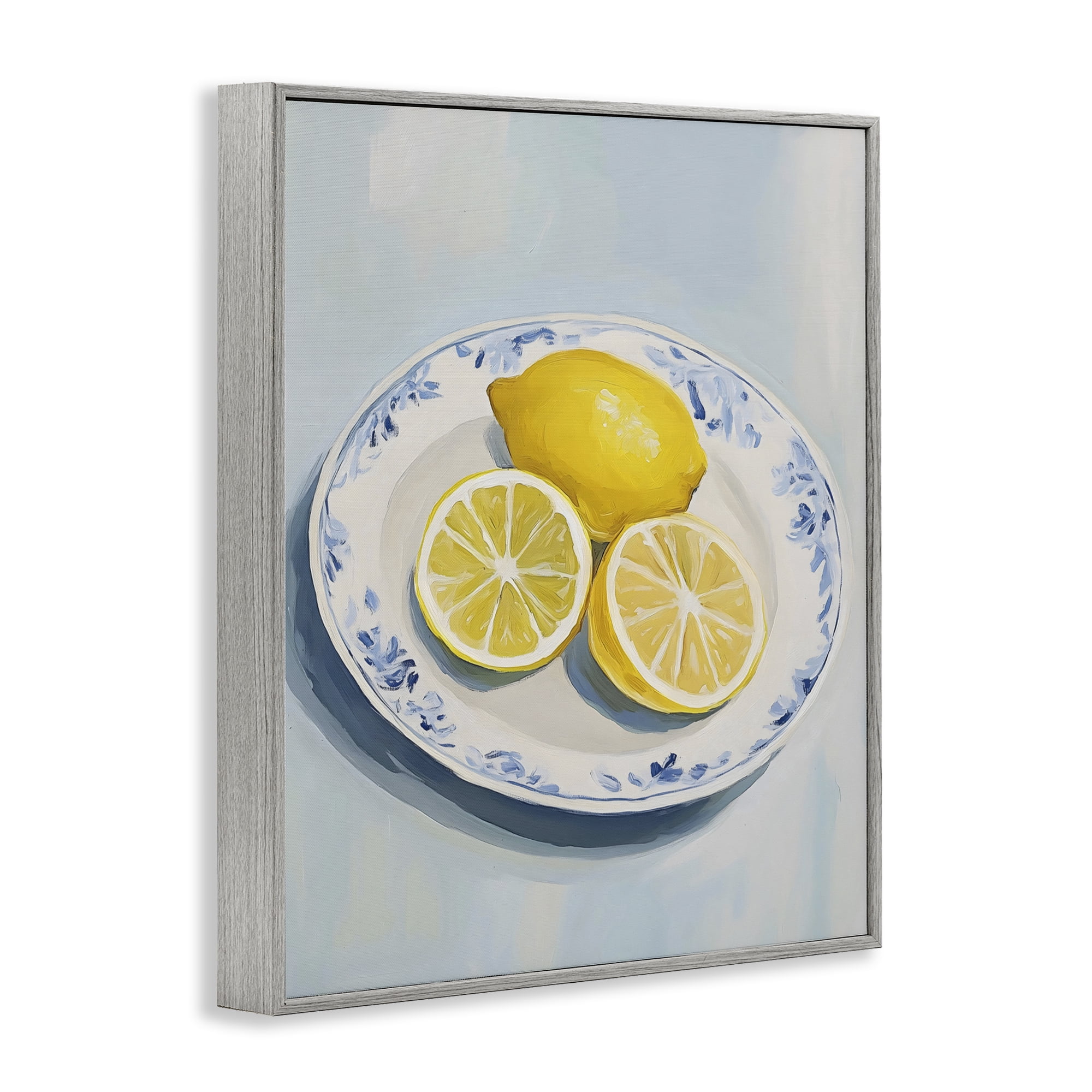 Stupell Industries Plate of Juicy Lemons Gray Framed Giclee Art, design by The Prints Vibe