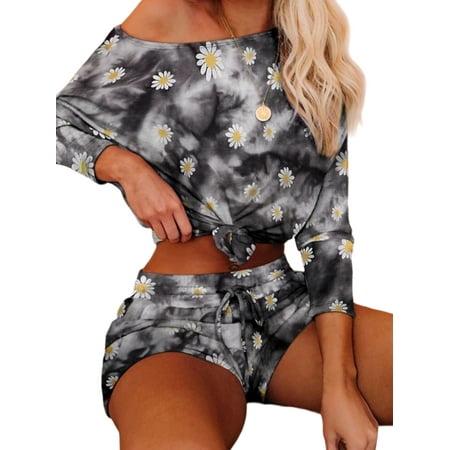

DYMADE Women Tie Dyed Pajama T-Shirt Casual Shorts Suit