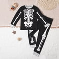 thumbnail image 2 of TOWED22 Halloween Pajamas Kid Boys/Girls Skeleton Glow In The Dark Print Clothes Long Sleeve 2pc Tee/Pants Pjs Set Toddler Holiday Sleepwear Outfits(White,3-4 Y), 2 of 7