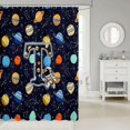 thumbnail image 2 of Manfei Space Astronaut Alphabet T Shower Curtain 72Wx78L,Stars Galaxy Bath Curtain,Dark Blue, 2 of 5