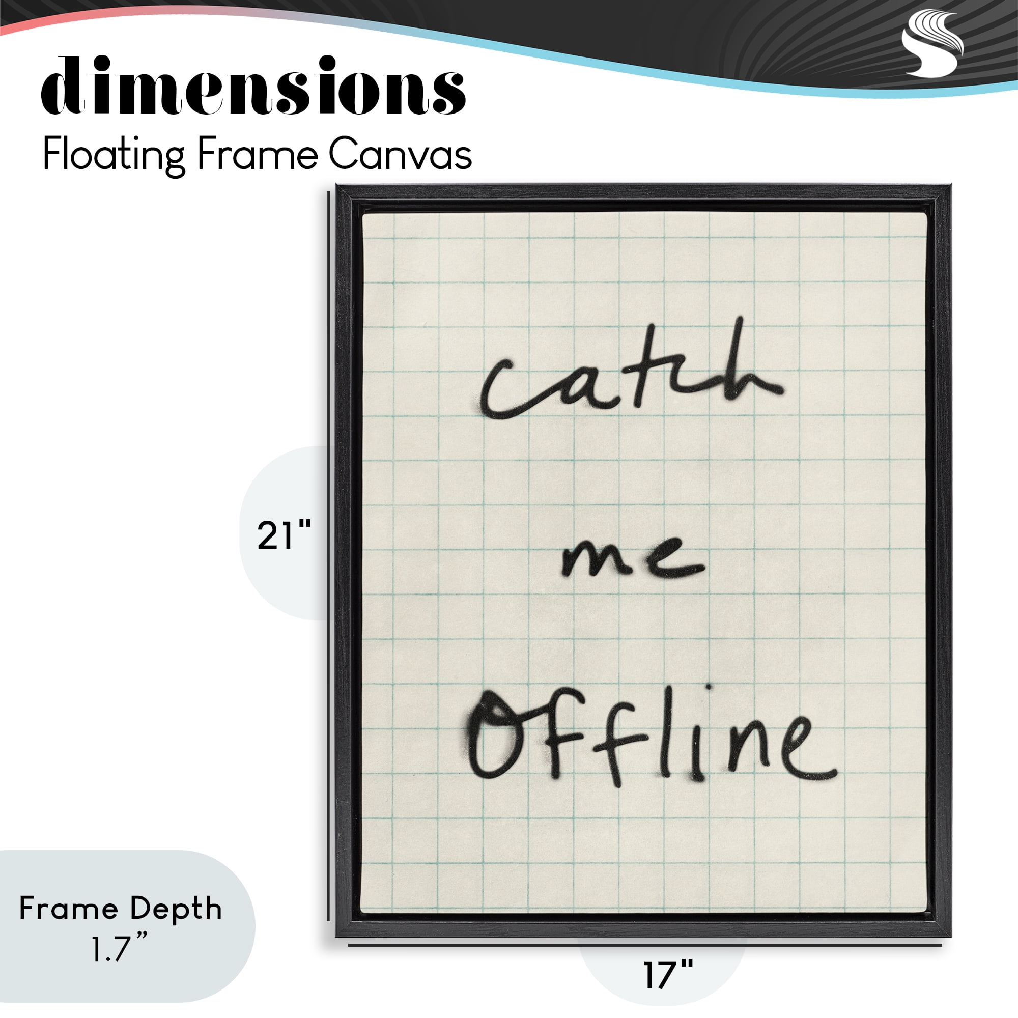 Stupell Industries Catch Me Offline Scrawl Black Framed Floater Canvas Wall Art, design by Victoria Barnes