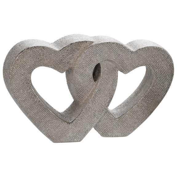 Sagebrook Home 10" Ceramic Double Heart Table Decor, Silver