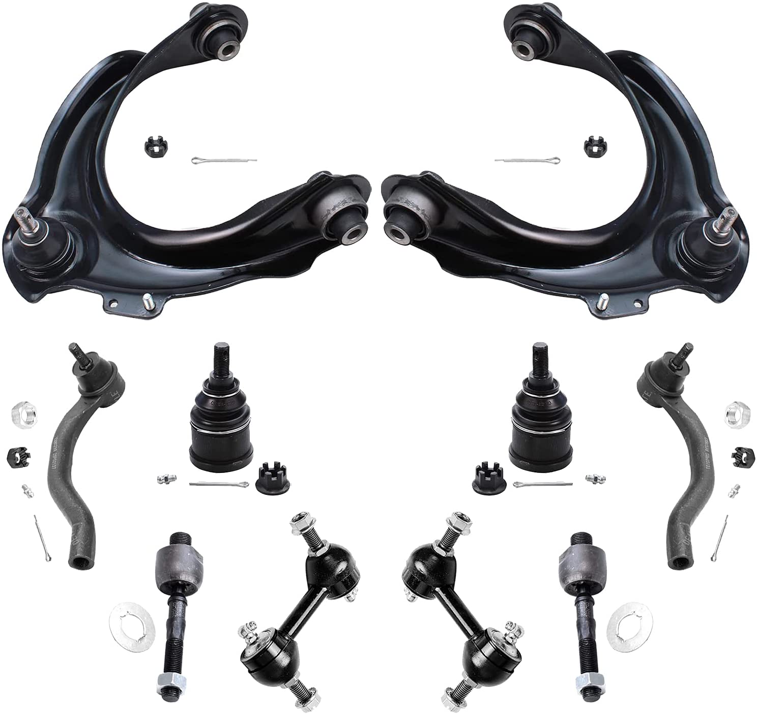 Detroit Axle 10PC Front Upper Control Arms, Lower Ball Joints, Sway