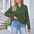 thumbnail image 4 of Ichuanyi liquidación de la moda mujeres manga larga tops de blusa con cuello en V de punto en v casual ICHUANYI WER202308182748, 4 of 9