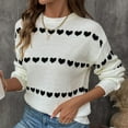 thumbnail image 5 of CheerKidz Women Knitted Sweater Long Sleeve High Neck Casual Soft Stretchy Breathable Fashion Striped Patchwork Trendy Tops for Spring Winter Daily Wear(White#1,S), 5 of 9