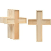 GENIE CRAFTS 12 Pack Unfinished Wooden Cross Cutouts for Church, Sunday School Crafts, DIY Home Wall Decor (8.9 x 6.5 In)