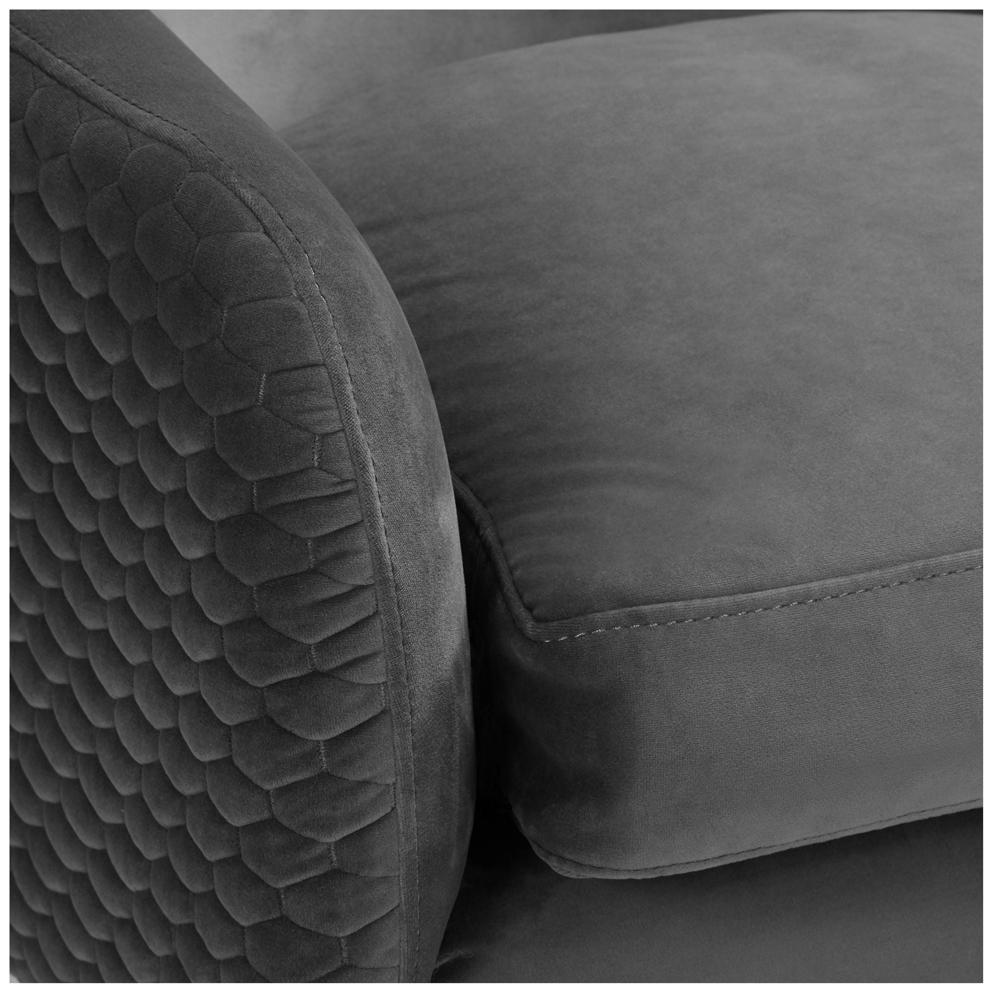 Studio 55D Ames Quilted Gray Velvet Swivel Chair