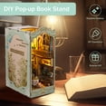 thumbnail image 3 of DIY Book Nook Kit 3D Wooden Puzzle Bookshelf Insert Decor with LED Light DIY Miniature Dollhouse Model Kit Creative Educational Bookshelf Insert Bookend Building Kits, 3 of 9