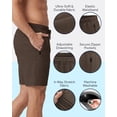 thumbnail image 4 of Athletic Shorts For Men 3 Pack Casual Shorts 8" Basketball Gym Shorts With Zipper Pockets Black, Sage, Brown Melange Size XL, 4 of 8