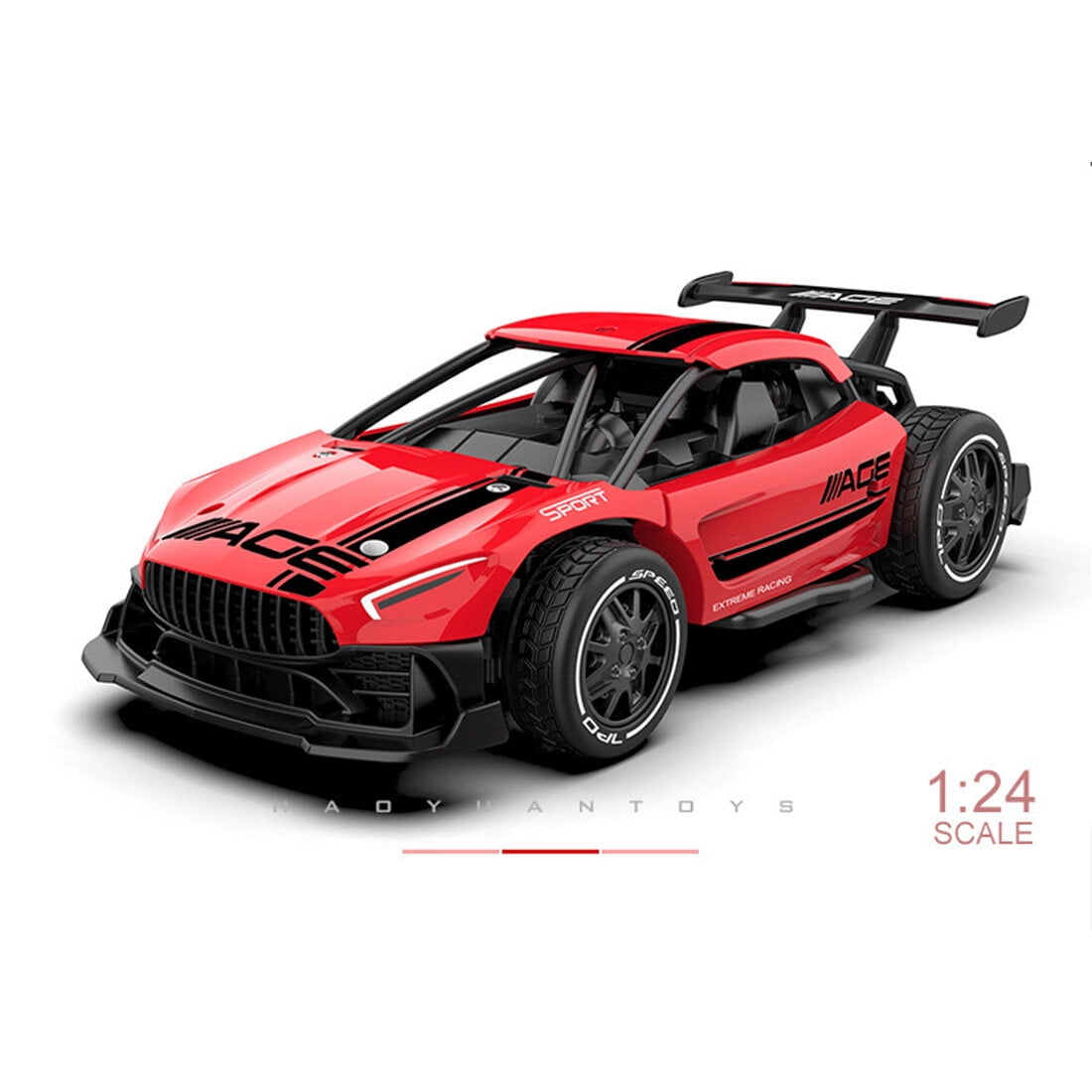 1/24 Scale Mini RC Drift Car for Adults, 2.4G 4WD RC Racing Car with Alloy Body & Glossy Metal Shell, 15+ KM/H Remote Control Vehicle for Teens and Adults - RTR