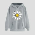 thumbnail image 2 of YUGYXL Flower Graphic Hoodies for Women Fall Drawstring Loose Sweatshirts Winter Drop Shoulders Long Sleeve Hoodie Gray M, 2 of 3