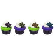 Happy Halloween -24pk Cupcake / Desert / Food Decoration Topper Picks with Favor Stickers & Sparkle Flakes