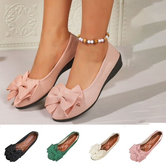 Miluxas Women's Cute Round-Toe Flat Ballet Shoes Comfortable Dress Shoes for Walking White 9.5(43)