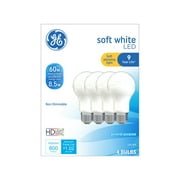 لمبات إضاءة GE LED ، 60 واط ، أبيض ناعم ، لمبات A19 ، قاعدة متوسطة ، 9 سنوات ، 4pk