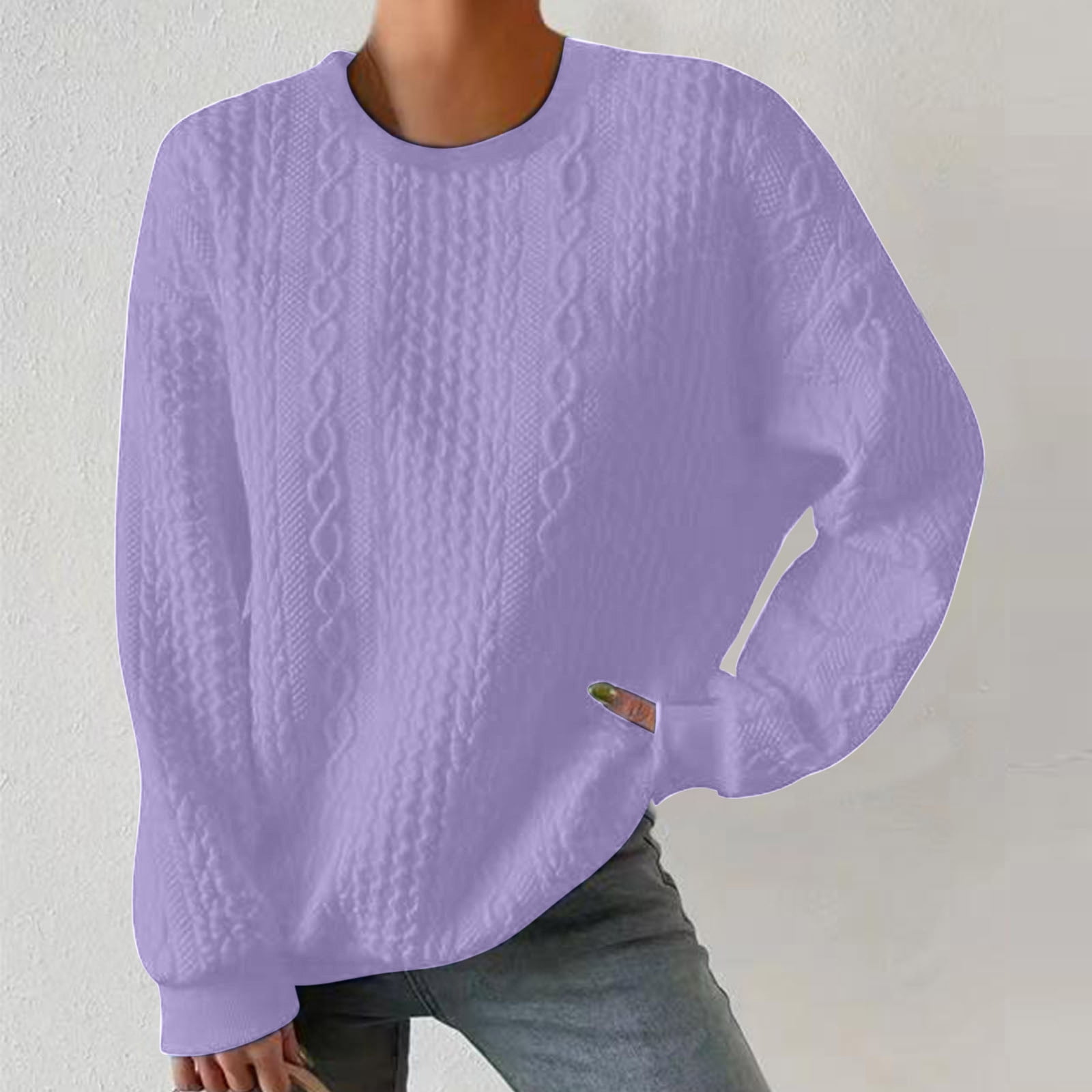 Pull Femme Cachemire Col Rond - Léger, Chaud, Couleur Unie - Automne/Hiver