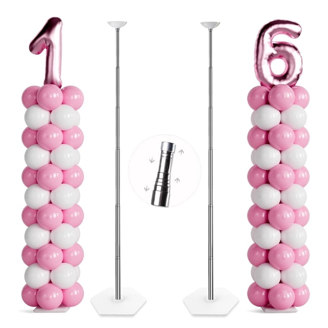 Juego de 2 soportes telescópicos para globos TEKXYZ, metal de 45 cm a 2,1 m