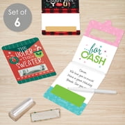 Big Dot of Happiness Merry Christmas Cards - DIY Assorted Holiday Party Cash Holder Gift - Funny Money Cards - Set of 6