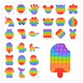 thumbnail image 2 of Stuff Certified® Pop It - Fidget Anti Stress Toy Bubble Toy Silicone Bear Rainbow, 2 of 4